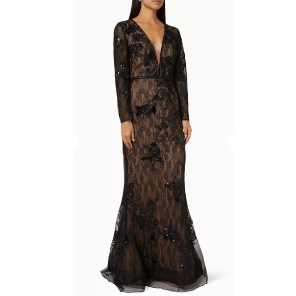 MAC DUGGAL | Floral Embellished Lace Trumpet Dress - Picture 2 of 9